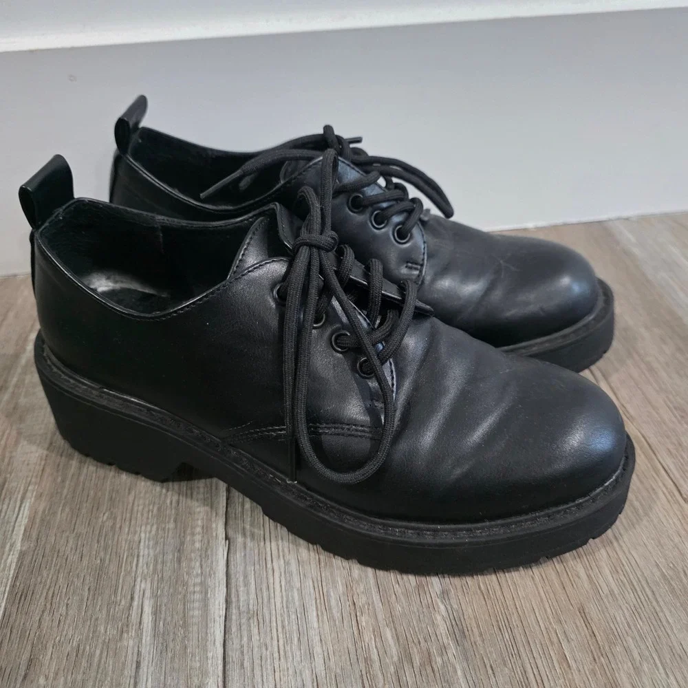 Madden Girl Womens Lug Sole Shoes Size 8.5 Black Whimsigoth Platform Chunky